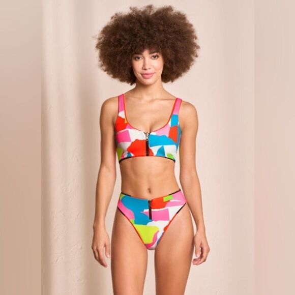 Maaji NWT Reversible Fire Ninna Sporty Bralette Bikini Top in Orange Size M - Picture 2 of 5